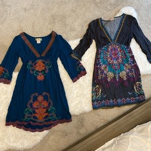 Flying Tomato tops in teal & gray. 2 boho style tops in size small.